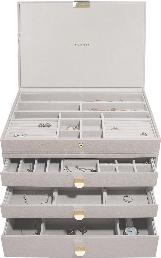 Joyero Stackers Supersize, modular cuádruple, con 3 cajones