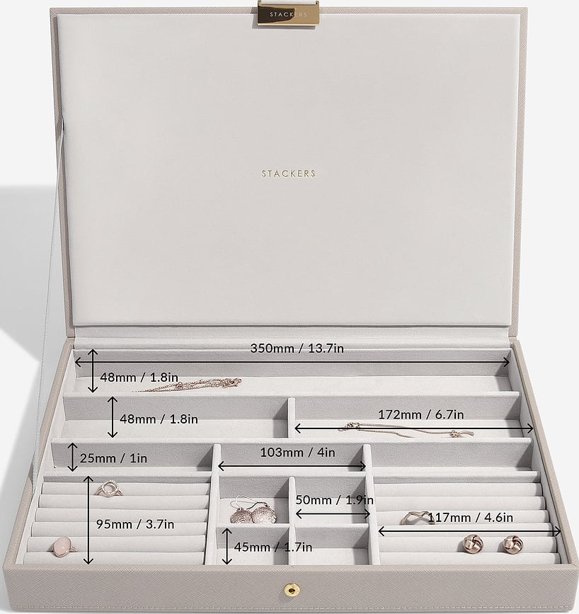 Joyero triple Stackers, supersize, color topo, con 2 cajones