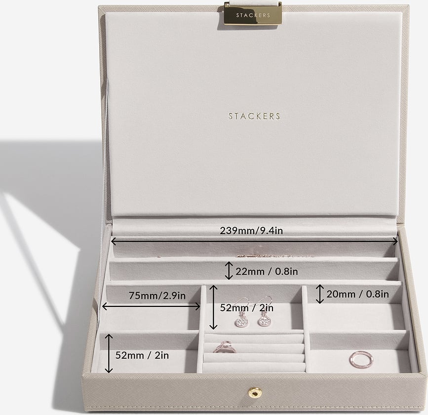 Joyero triple Stackers Classic, rosa claro, con 2 cajones