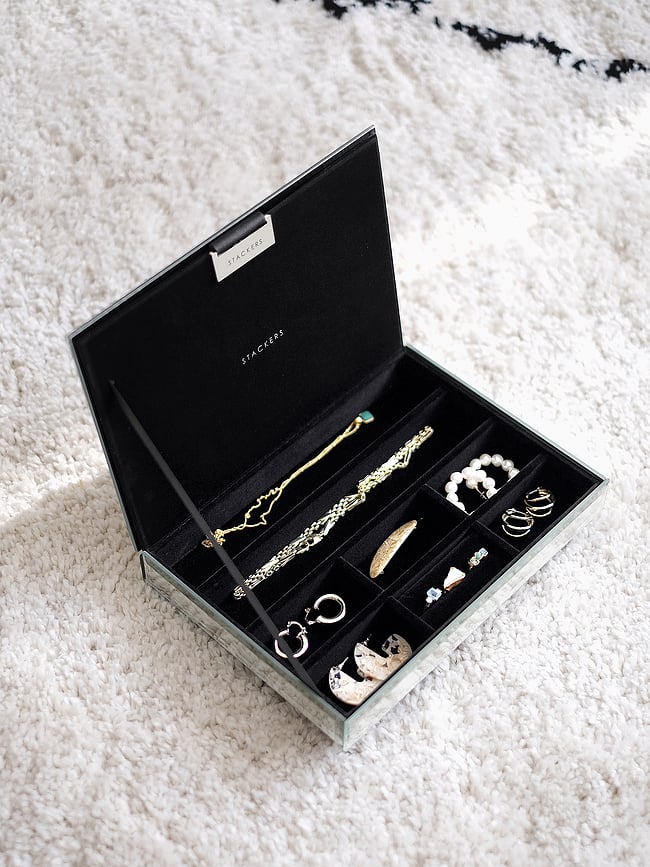 Joyero de cristal Stackers Ombre, triple, gris grafito