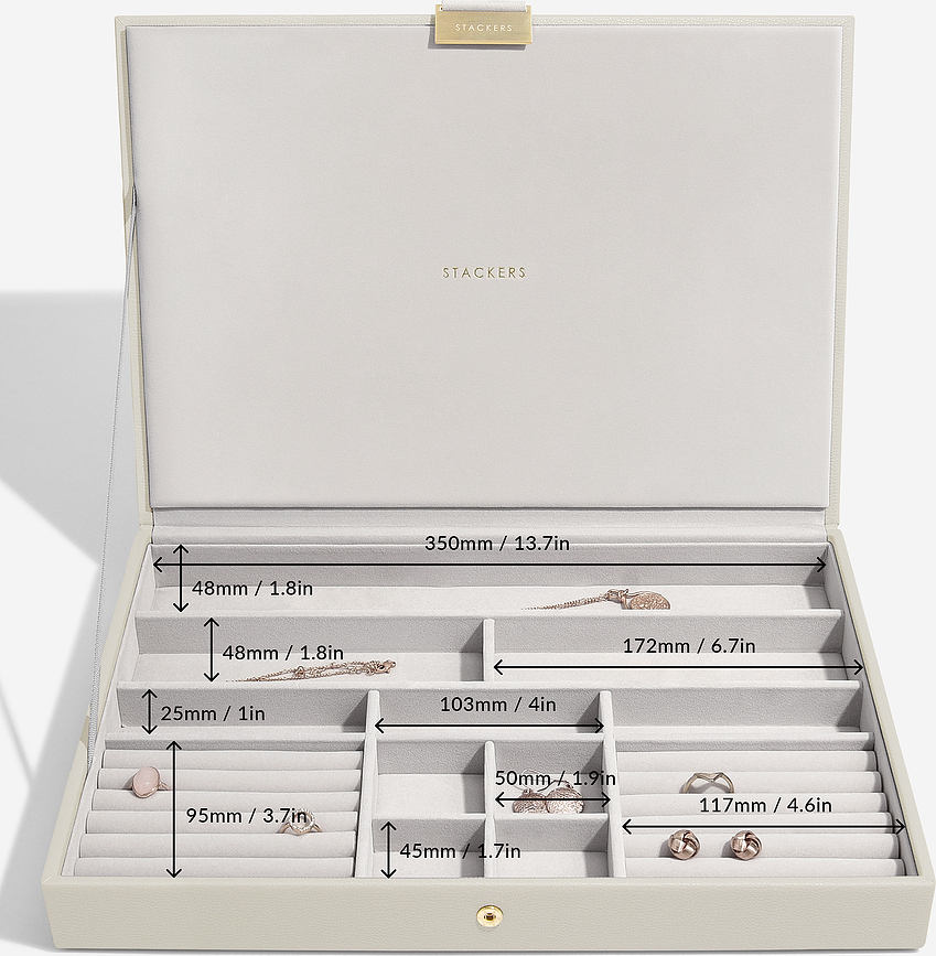Joyero de 3 niveles Stackers, tamaño supersize, topo