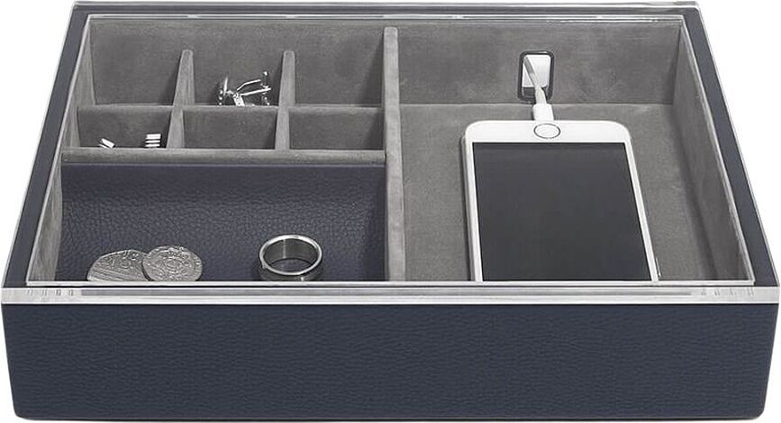 Kazeta na bižuterii a telefon Stackers Pebble Classic s víkem tmavomodrá