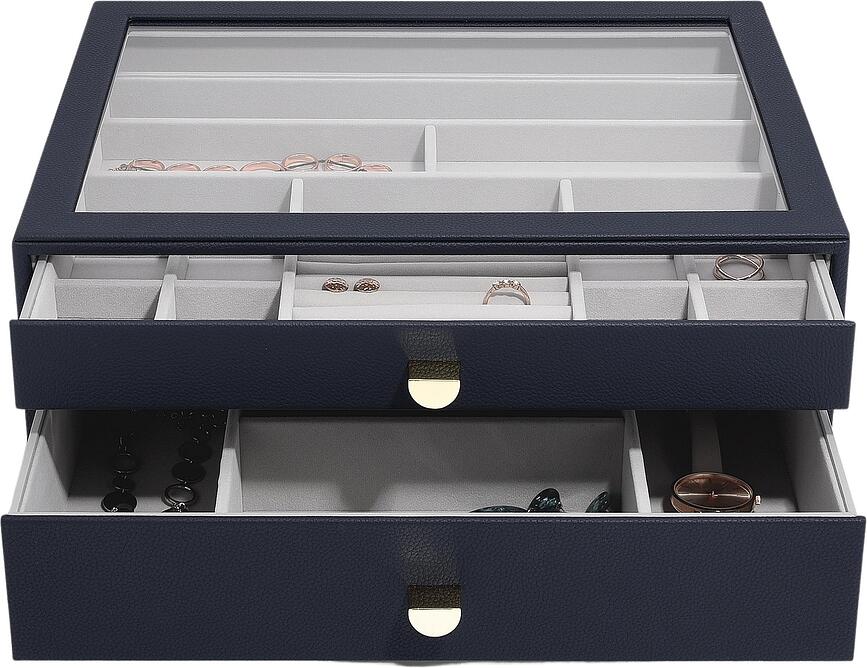 Ковчеже за бижута Stackers Pebble с 2 чекмеджета supersize морскосиньо