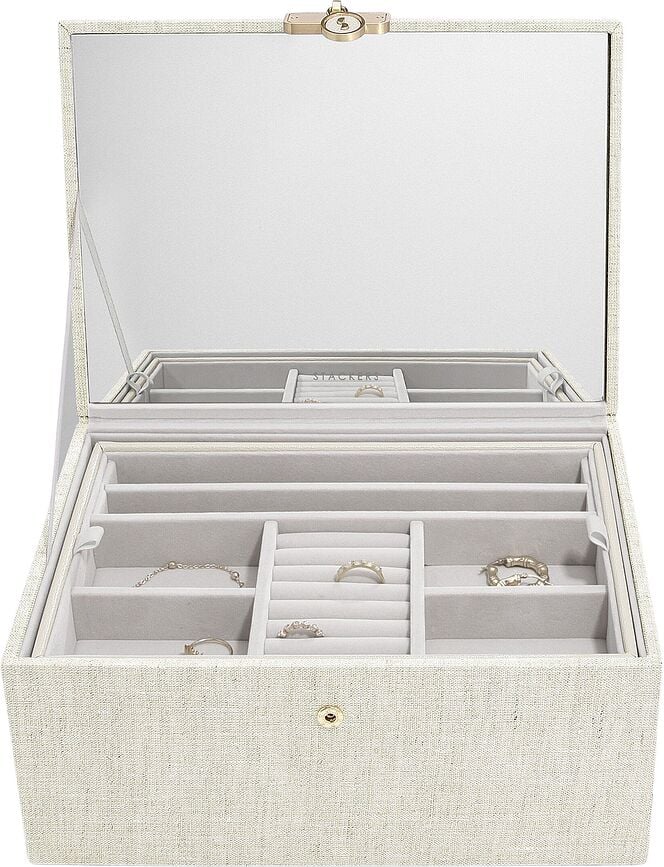 Krabička na šperky Stackers Luxury lněná classic béžová