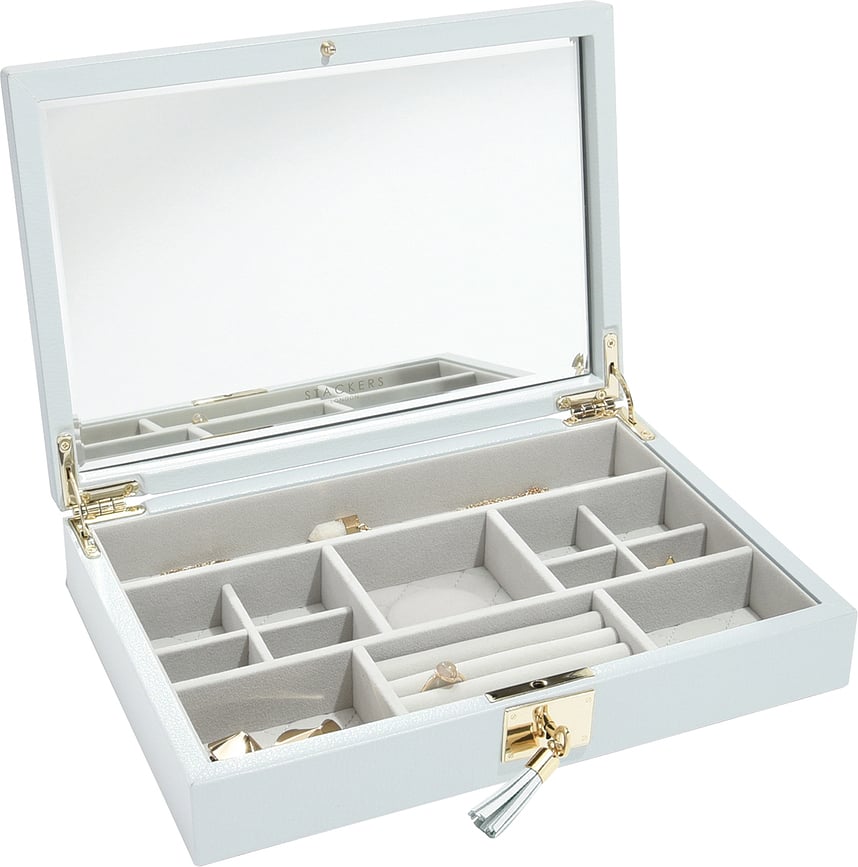 Loves Luxury Boîte à Bijoux avec couvercle et miroir, bleue