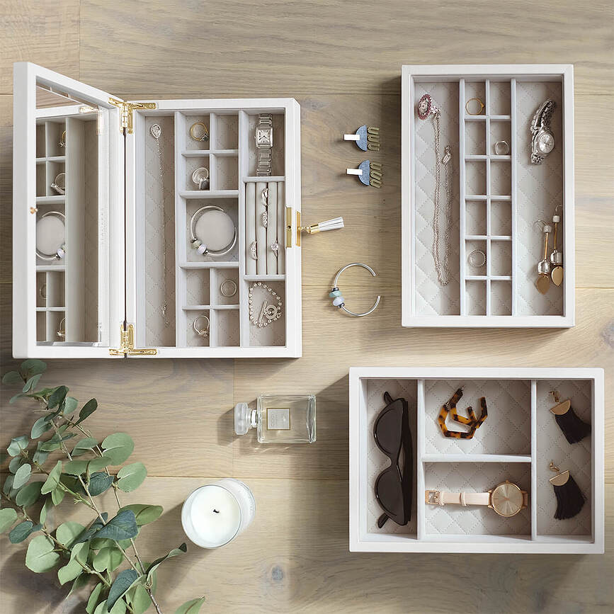 Loves Luxury Boîte à Bijoux avec couvercle et miroir, rose clair