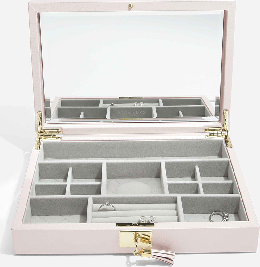 Loves Luxury Skrinjica za nakit s pokrovom in ogledalom, modra