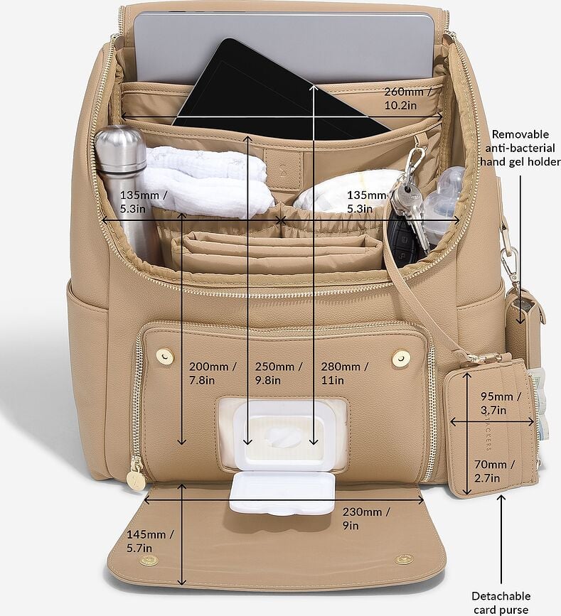 Mochila con cambiador Stackers, color camel