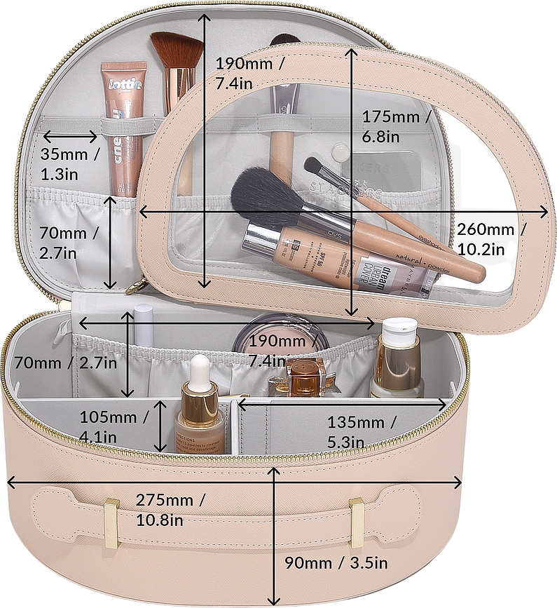 Neceser con asa Stackers, beige, Set de 2 piezas