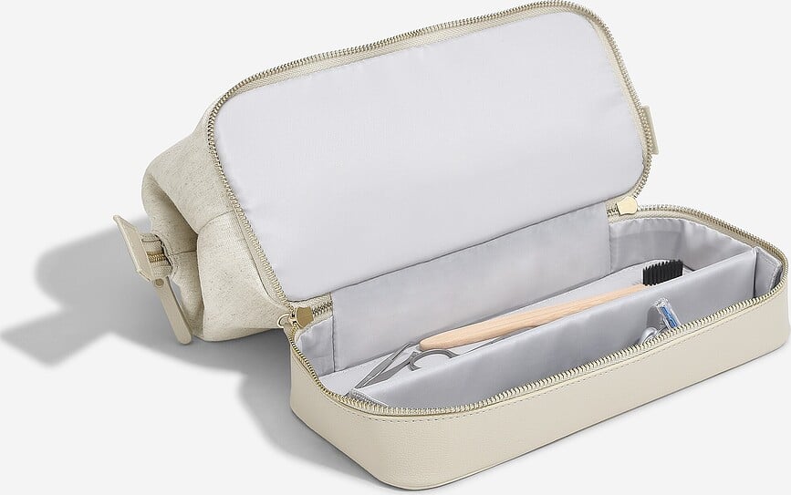 Neceser de lino Stackers, beige claro