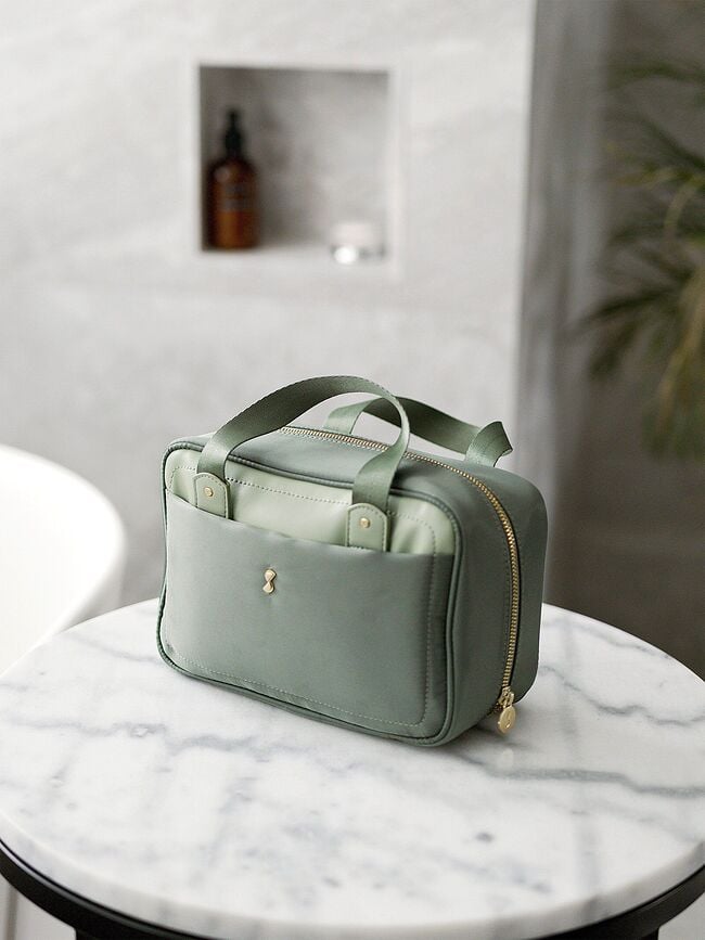 Neceser colgante de nailon Stackers, gris topo