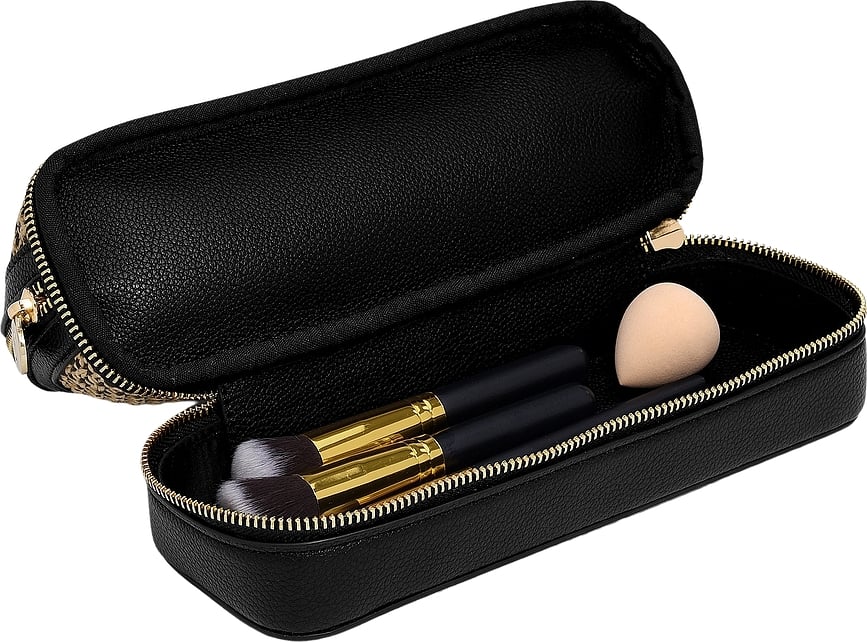 Neceser de doble compartimento Stackers, de rafia, rosa claro