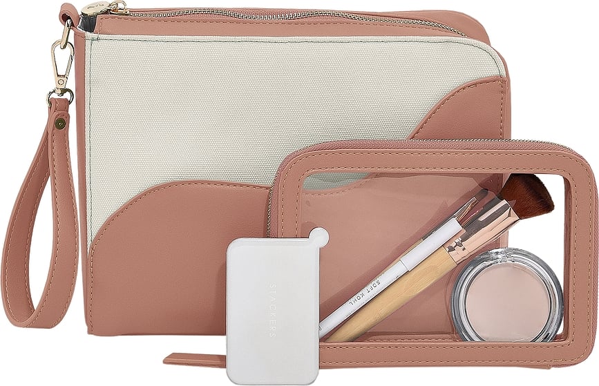 Neceseres con espejo Stackers Wave, crema y albaricoque