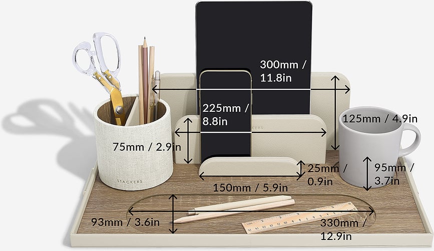 Organizador de escritorio de lino Stackers, plegable, beige claro