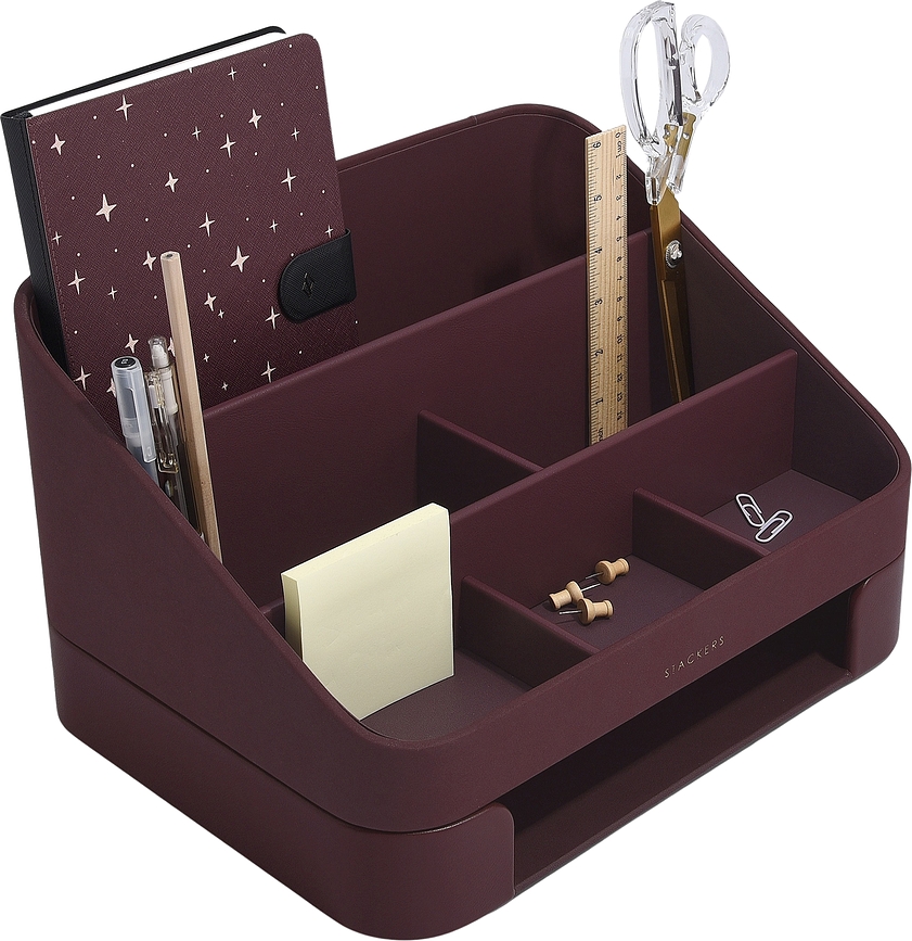 Organizador de Escritorio Stackers, 25 x 33 cm, verde esmeralda, con compartimento para cartas y documentos, Set de 2 piezas