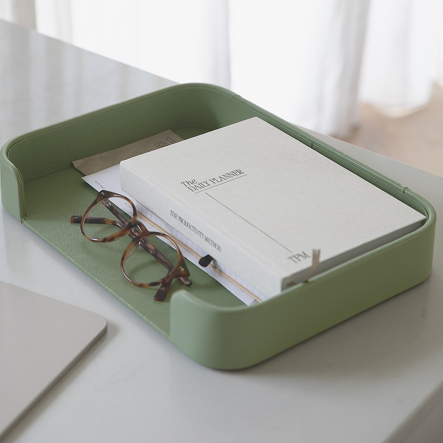 Organizador de Escritorio Stackers, 25 x 33 cm, verde esmeralda, con compartimento para cartas y documentos, Set de 2 piezas