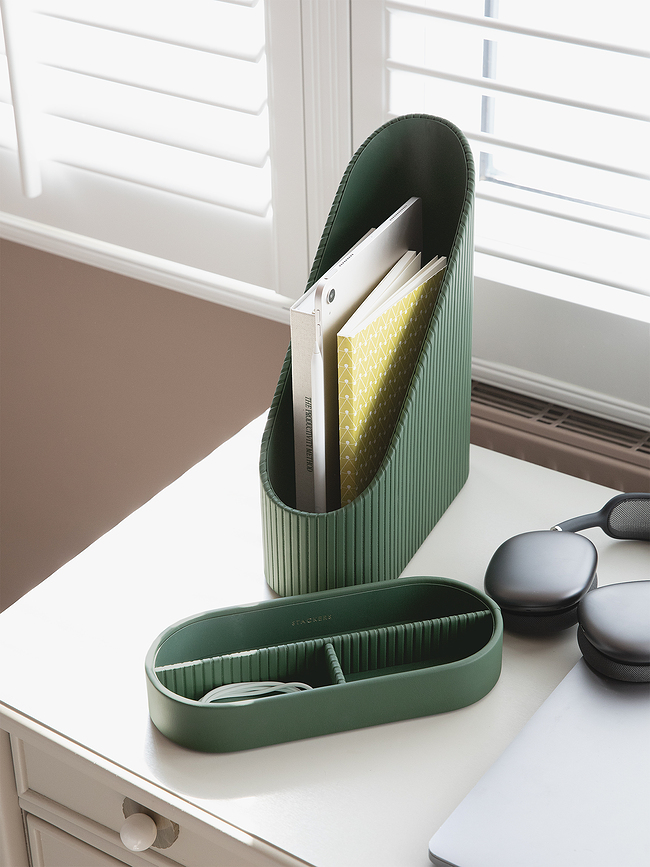 Revistero Stackers, 25 x 33 cm, burdeos, Set de 2 piezas