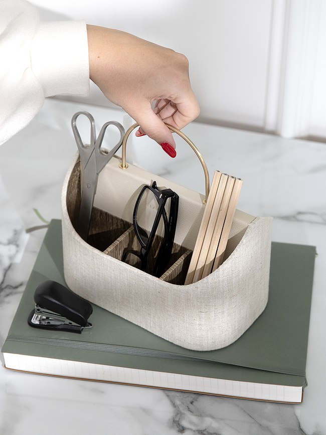 Organizador para Bolígrafos de lino Stackers, beige claro, con asa