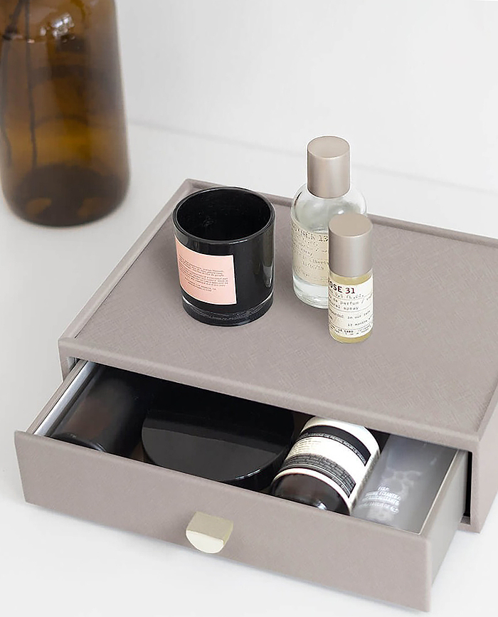 Organizador para Cosméticos Stackers, gris piedra, con cajón