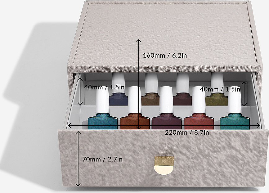 Organizador para esmaltes de uñas Stackers Classic, beige claro, con cajón