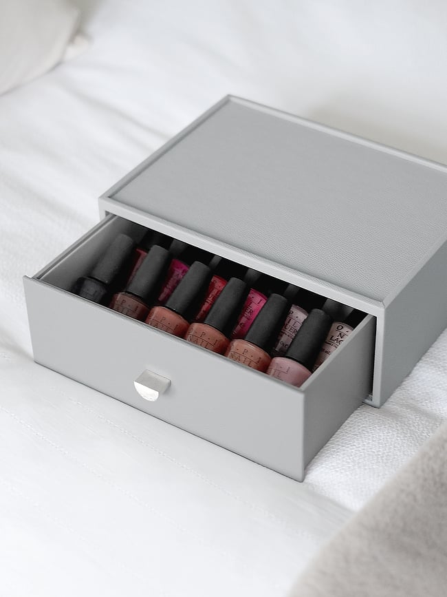 Organizador para esmaltes de uñas Stackers Classic, beige claro, con cajón