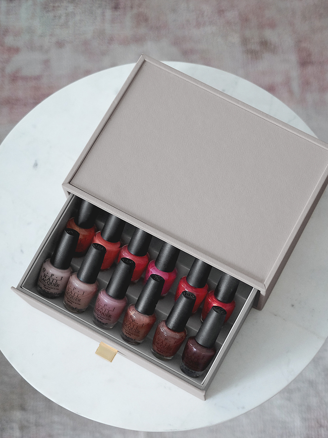 Organizador para esmaltes de uñas Stackers Classic, beige claro, con cajón