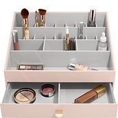 Organizator pentru produse cosmetice Stackers open supersize roz cu sertar