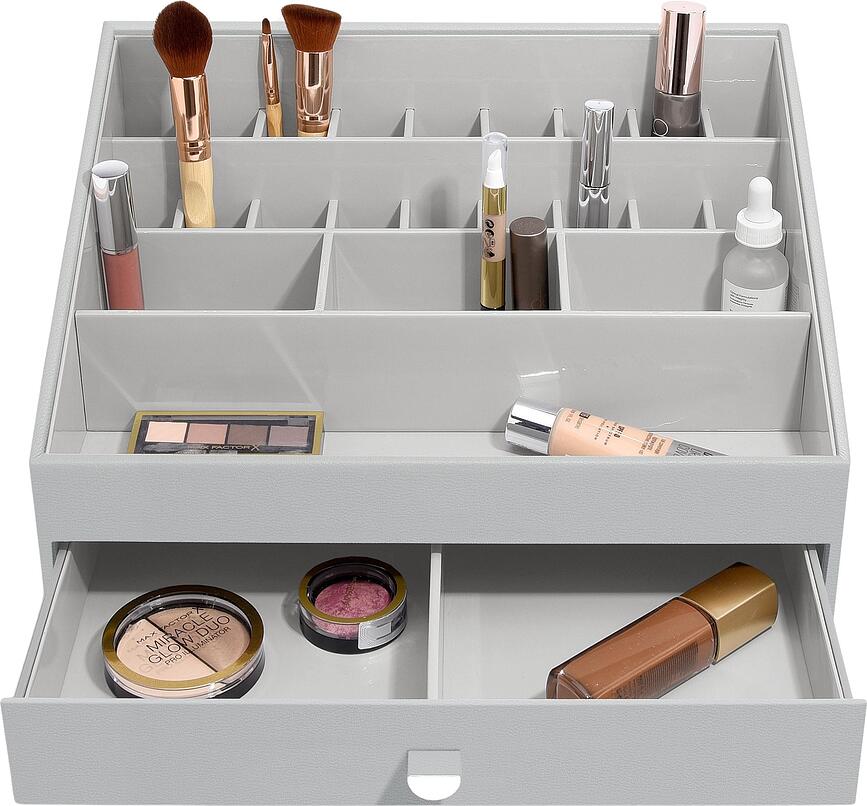 Organizator pentru produse cosmetice Stackers Pebble open supersize gri pietros cu sertar