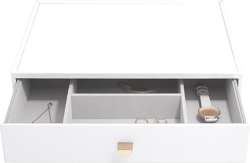 Papuošalų dėžutė Stackers Pebble gilios formos su stalčiumi baltos spalvos supersize