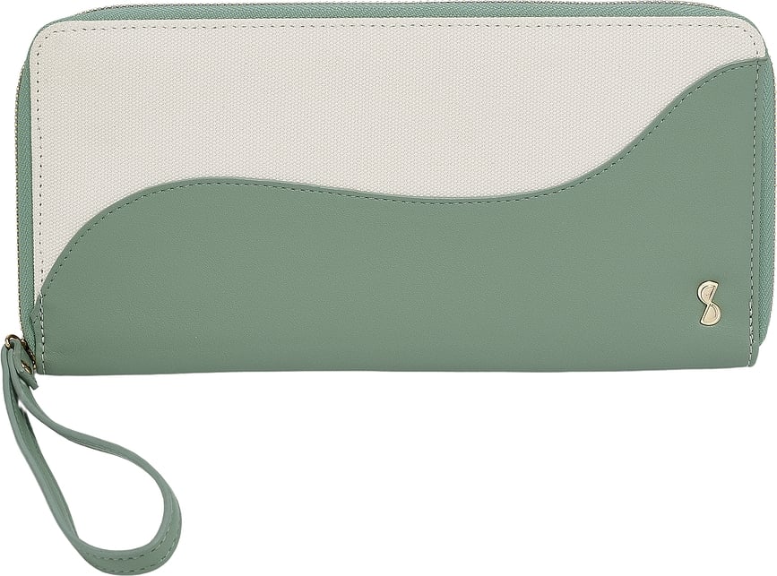 Funda para Pasaporte y Tarjetas Stackers Wave, color crema y verde