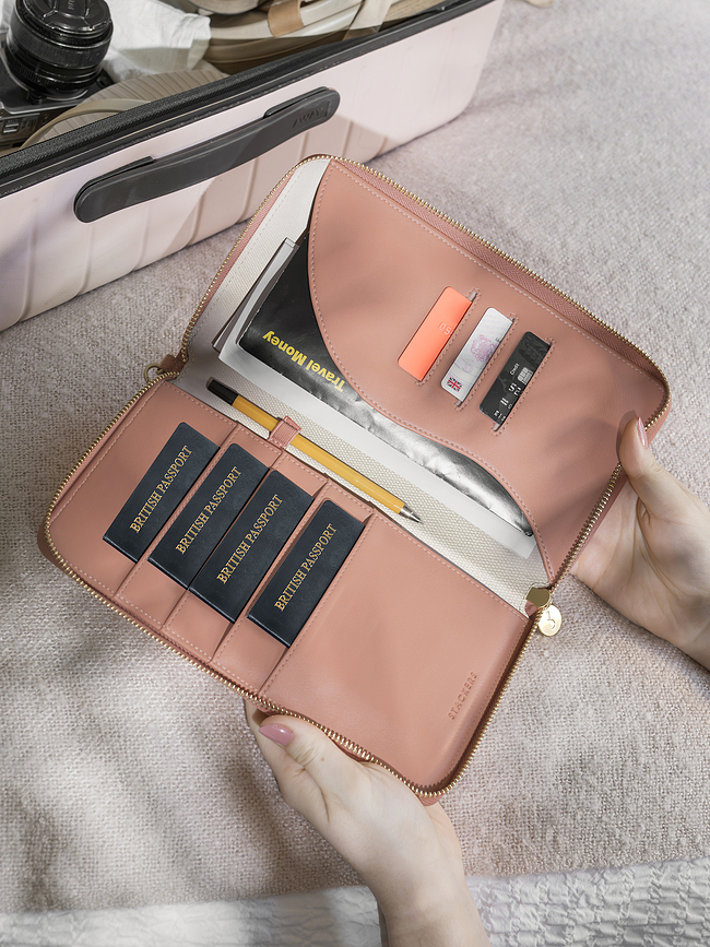 Funda para Pasaporte y Tarjetas Stackers Wave, color crema y verde