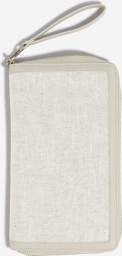 Portapasaporte y tarjetero de lino Stackers, beige claro