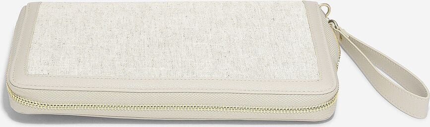 Portapasaporte y tarjetero de lino Stackers, beige claro