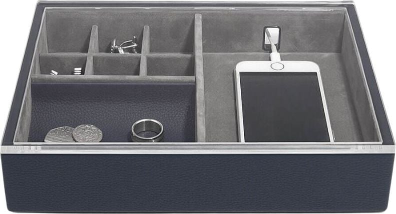 Pudełko na biżuterię i telefon Stackers Pebble Classic granatowe z pokrywką