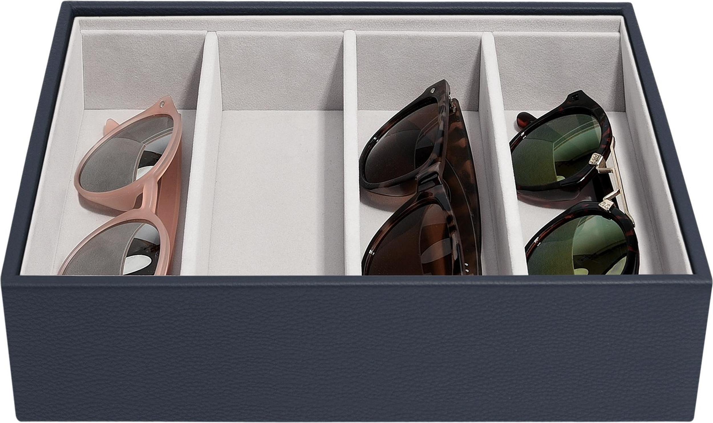 Pudełko na okulary Stackers Classic Pebble 4 komorowe granatowe