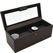 Pudełko na zegarki Stackers czterokomorowe brązowe