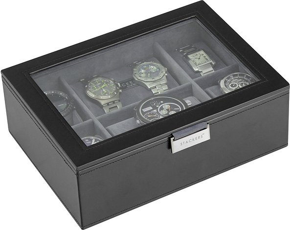 Pudełko na zegarki ze szklaną pokrywką Stackers