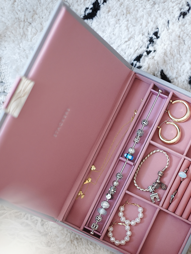 Expositor doble de terciopelo Stackers, para Charms, gris claro