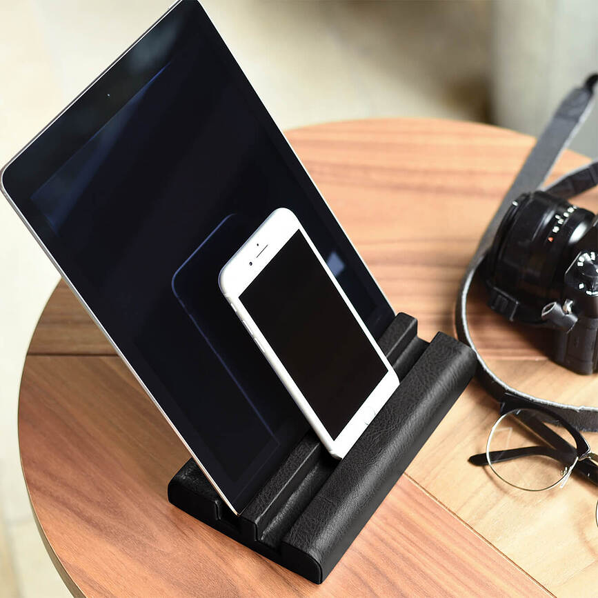Soporte para tableta y teléfono Stackers, negro
