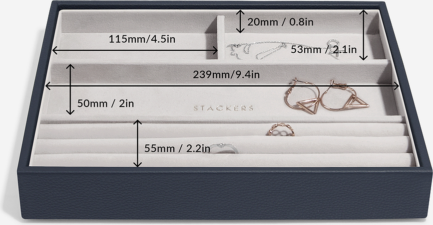 Stackers Coffret à Bijoux classique à 4 compartiments, gris-beige