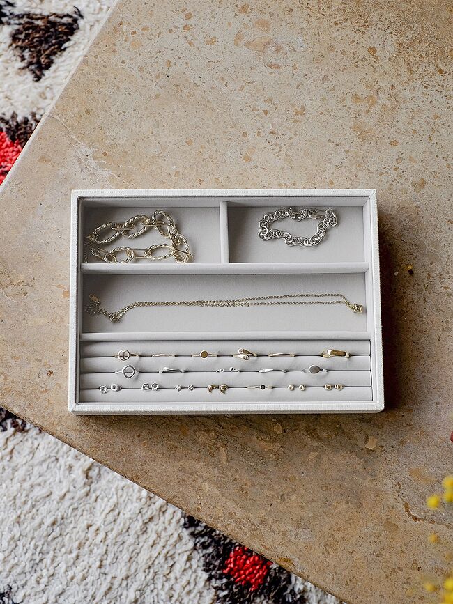 Stackers Coffret à Bijoux classique à 4 compartiments, gris-beige