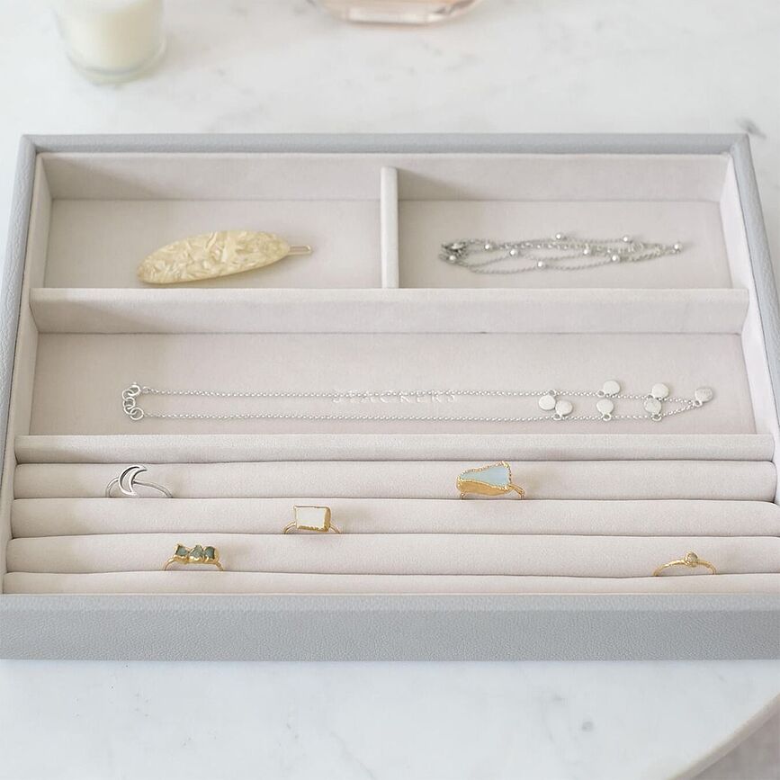 Stackers Coffret à Bijoux classique à 4 compartiments, gris-beige