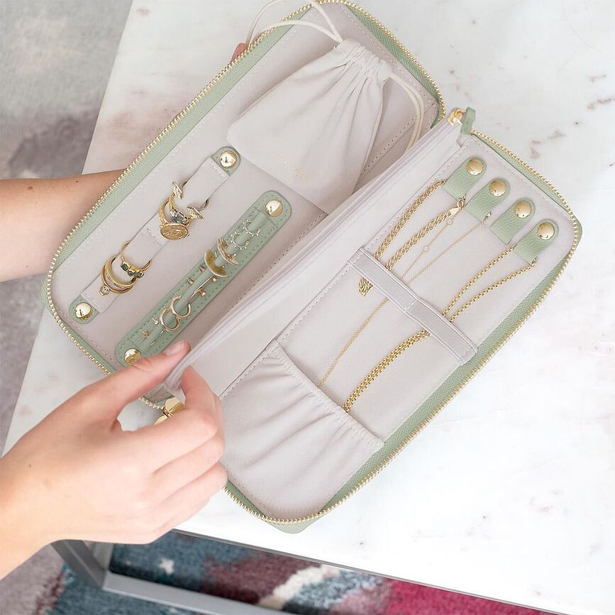 Stackers Boîte à bijoux de voyage, avec emplacement pour bagues, vert sauge