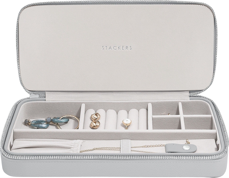 Stackers Boîte à Bijoux de Voyage avec rangement pour colliers, gris pierre