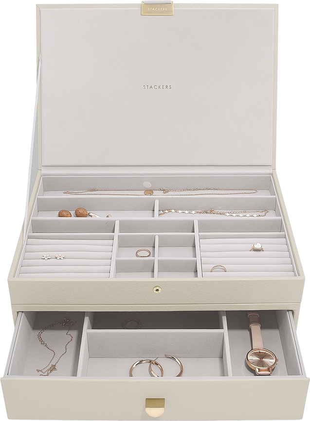 Stackers Boîte à Bijoux double, avec tiroir, supersize, beige clair