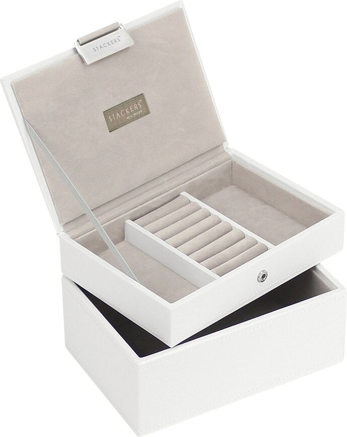 Stackers Boîte à bijoux double mini, blanc et beige