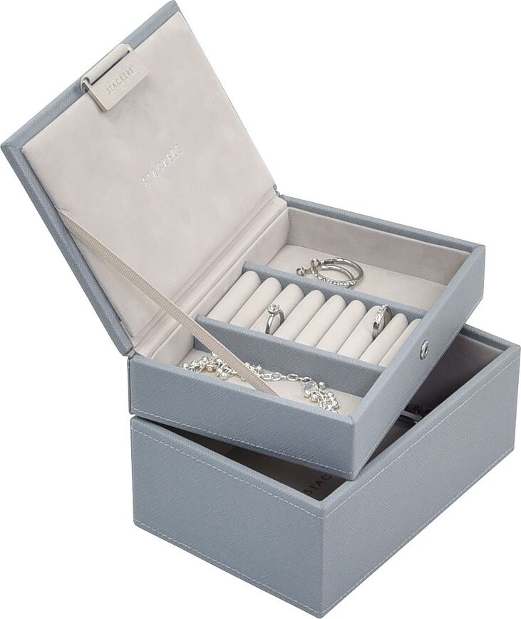 Stackers Boîte à Bijoux double mini, bleu-gris