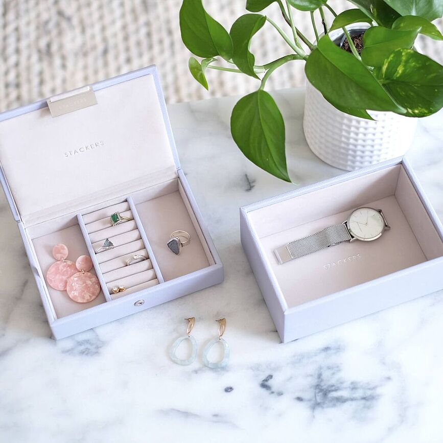 Stackers Boîte à bijoux double mini, blanc et beige