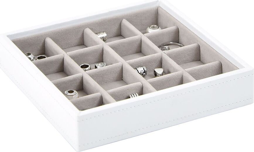 Stackers Boîte à Bijoux pour charms, 16 compartiments, blanc et beige
