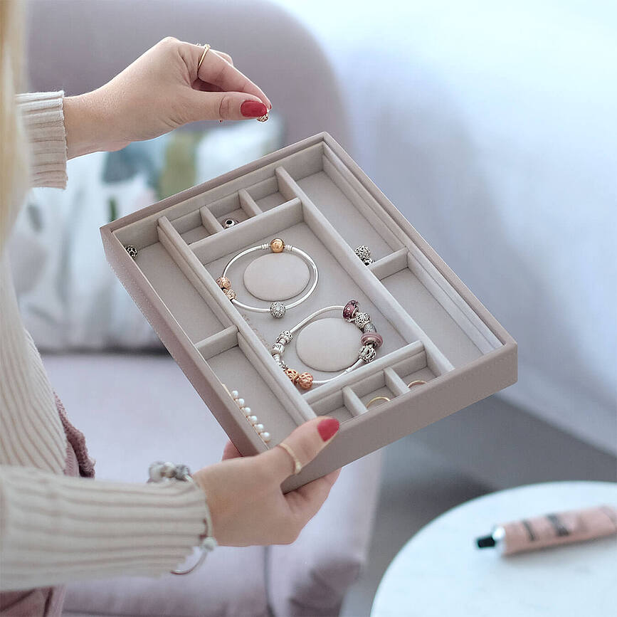 Stackers Boîte à Bijoux pour Charms, avec compartiments, taupe